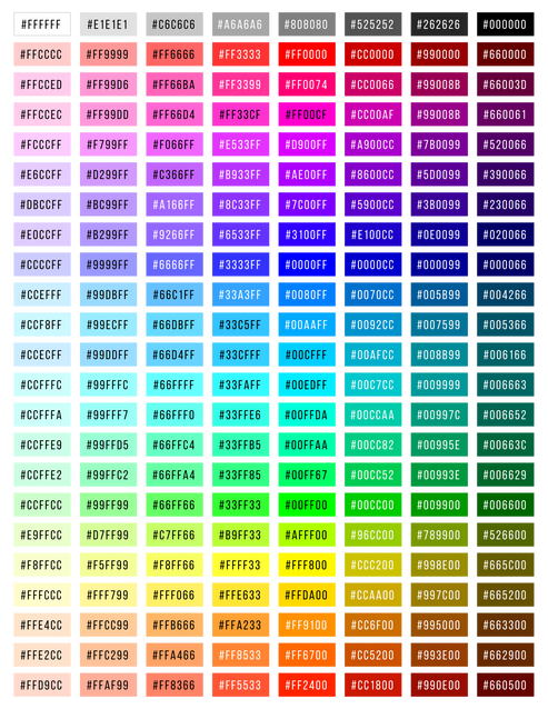 Direct to Film Color Chart with 184 Hex Codes – StrictlyTransfers