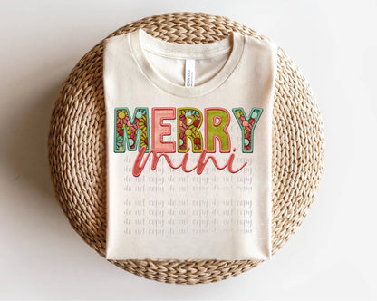 Mama and Mini Groovy Merry Floral Faux Embroidery Direct to Film Transfer