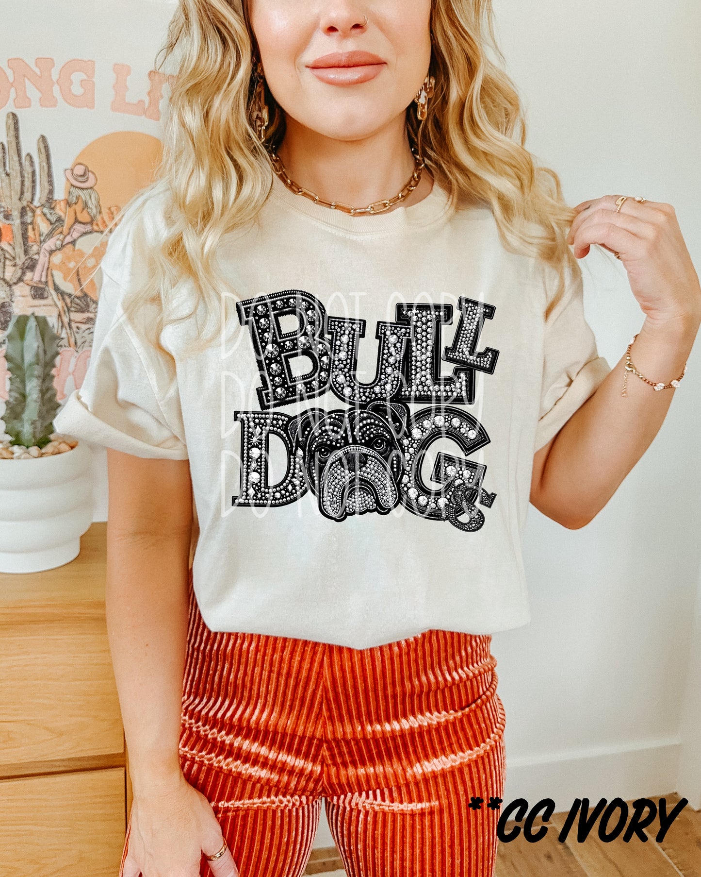 Bull Dogs Faux Rhinestone Direct to Film Transfer