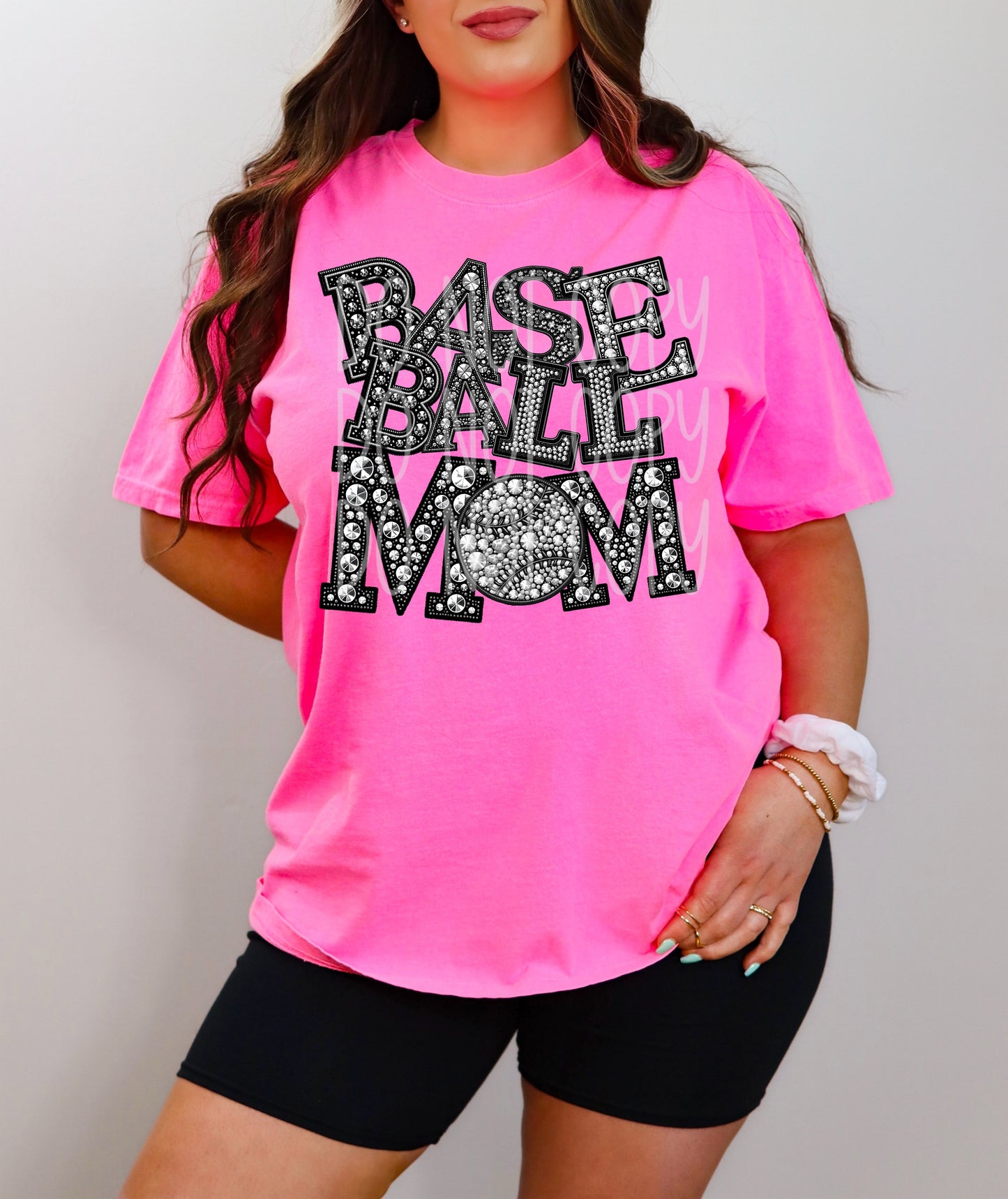 Baseball Mom Faux Rhinestone Direct to Film Transfer