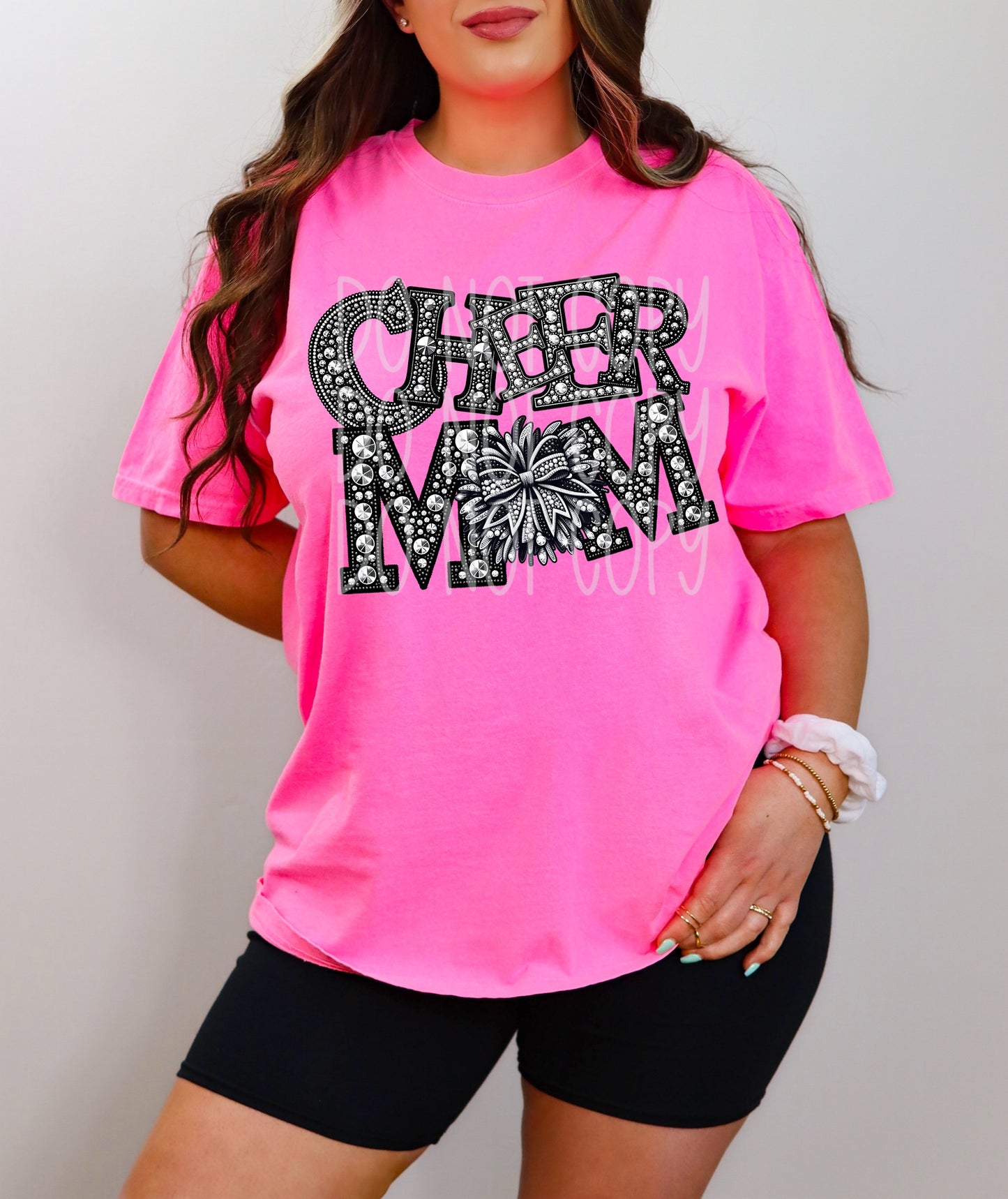 Cheer Mom Faux Rhinestone Direct to Film Transfer