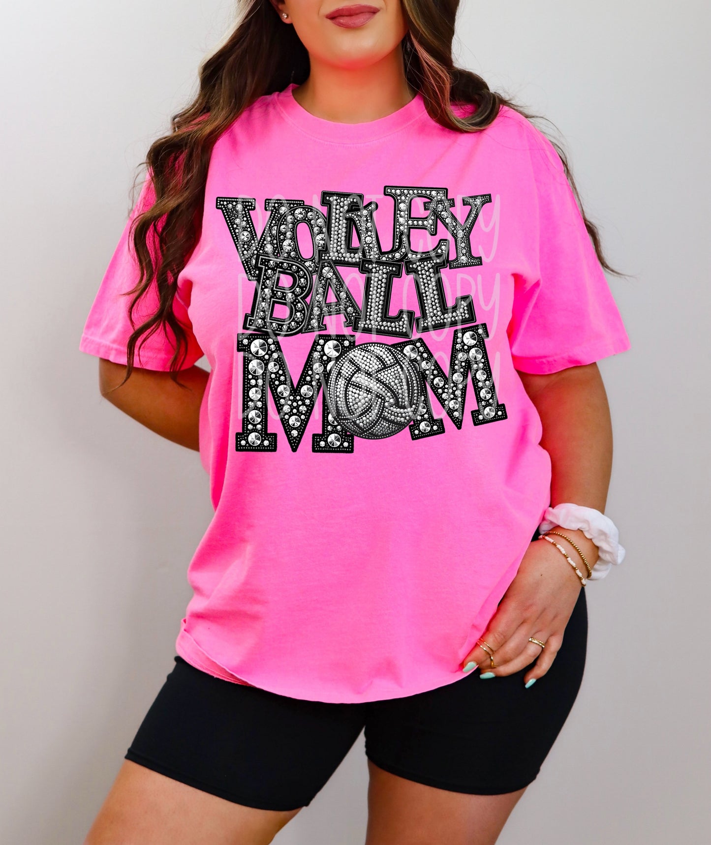 Volleyball Mom Faux Rhinestone Direct to Film Transfer