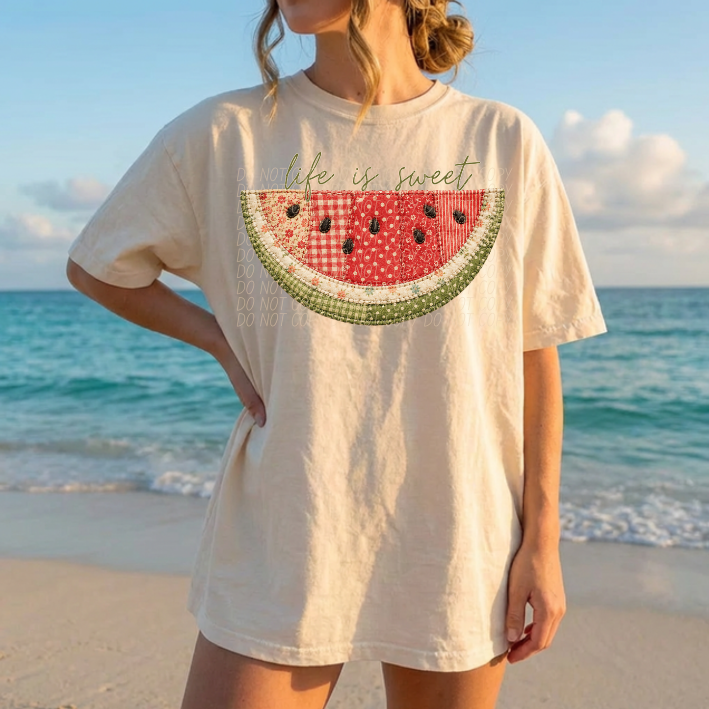 Life is Sweet Faux Quilted Watermelon Direct to Film Transfers