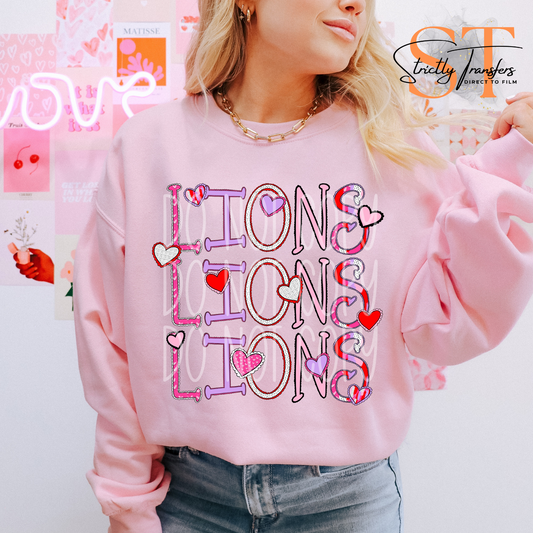 Lions Valentine Direct to Film Transfers