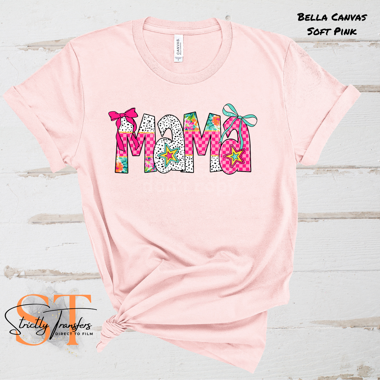 Mama Pink Checkered Direct to Film Transfers