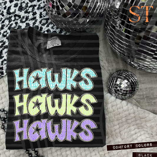 Star Stacked Hawks Direct to Film Transfers