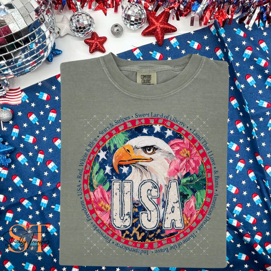 USA Floral Eagle Direct to Film Transfers