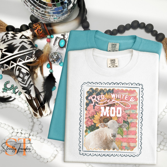 Red, White, and Moo Direct to Film Transfers