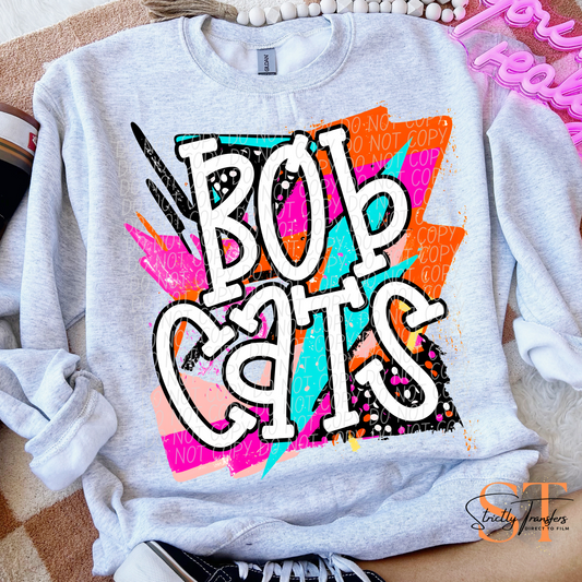 Bright Retro Bobcats Direct to Film Transfers