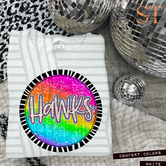 Hawks Rainbow Splatter Direct to Film Transfers