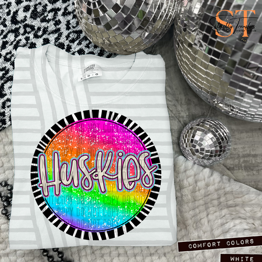Huskies Rainbow Splatter Direct to Film Transfers