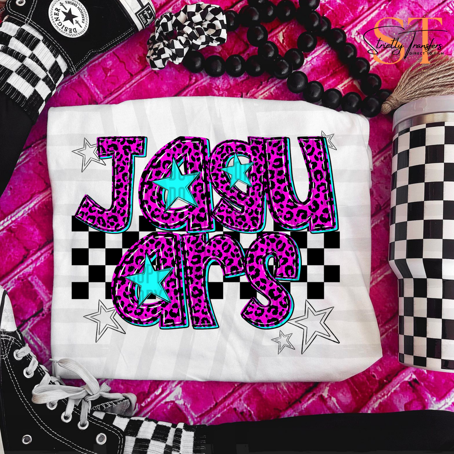 Jaguars Pink Leopard Neon Direct to Film Transfers