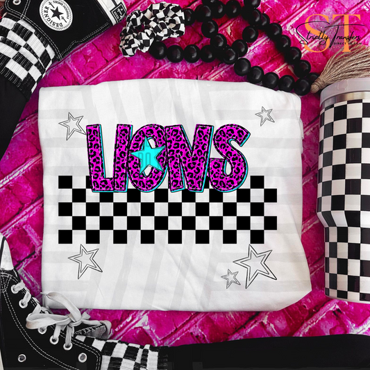 Lions Pink Leopard Neon Direct to Film Transfers
