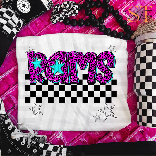 Rams Pink Leopard Neon Direct to Film Transfers