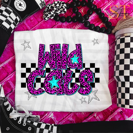 Wildcats Pink Leopard Neon Direct to Film Transfers