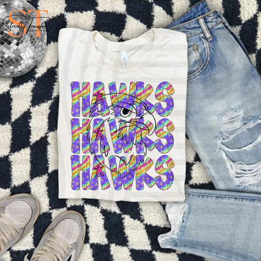 Hawks Rainbow Swirl Outlines Direct to Film Transfers