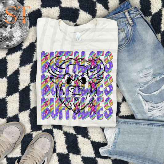 Buffaloes Rainbow Swirl Outlines Direct to Film Transfers
