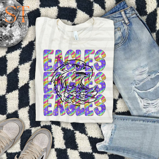 Eagles Rainbow Swirl Outlines Direct to Film Transfers