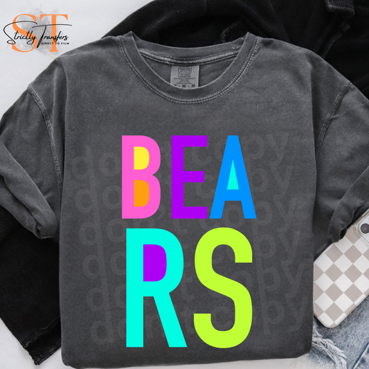 Bears Bright Block Letters Direct to Film Transfers