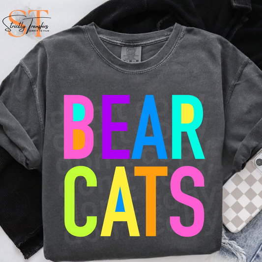 Bearcats Bright Block Letters Direct to Film Transfers