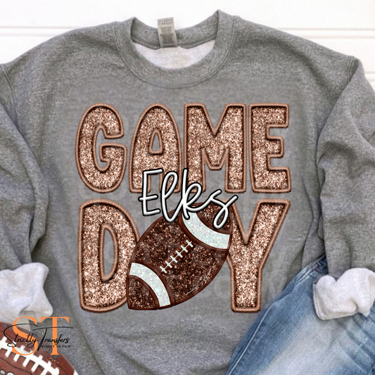 Elks Football Faux Glitter Direct to Film Transfers