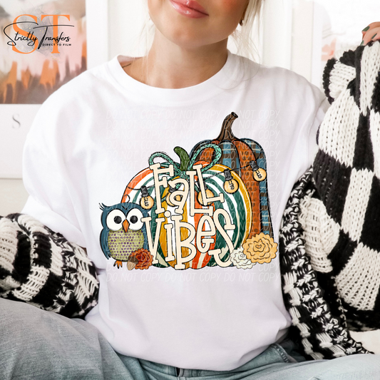 Fall Vibes Owl Pumpkin Direct to Film Transfers