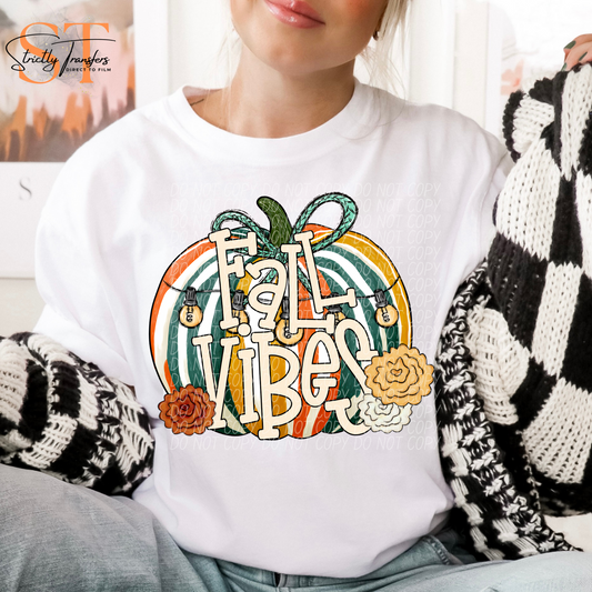 Fall Vibes Retro Pumpkin Direct to Film Transfers