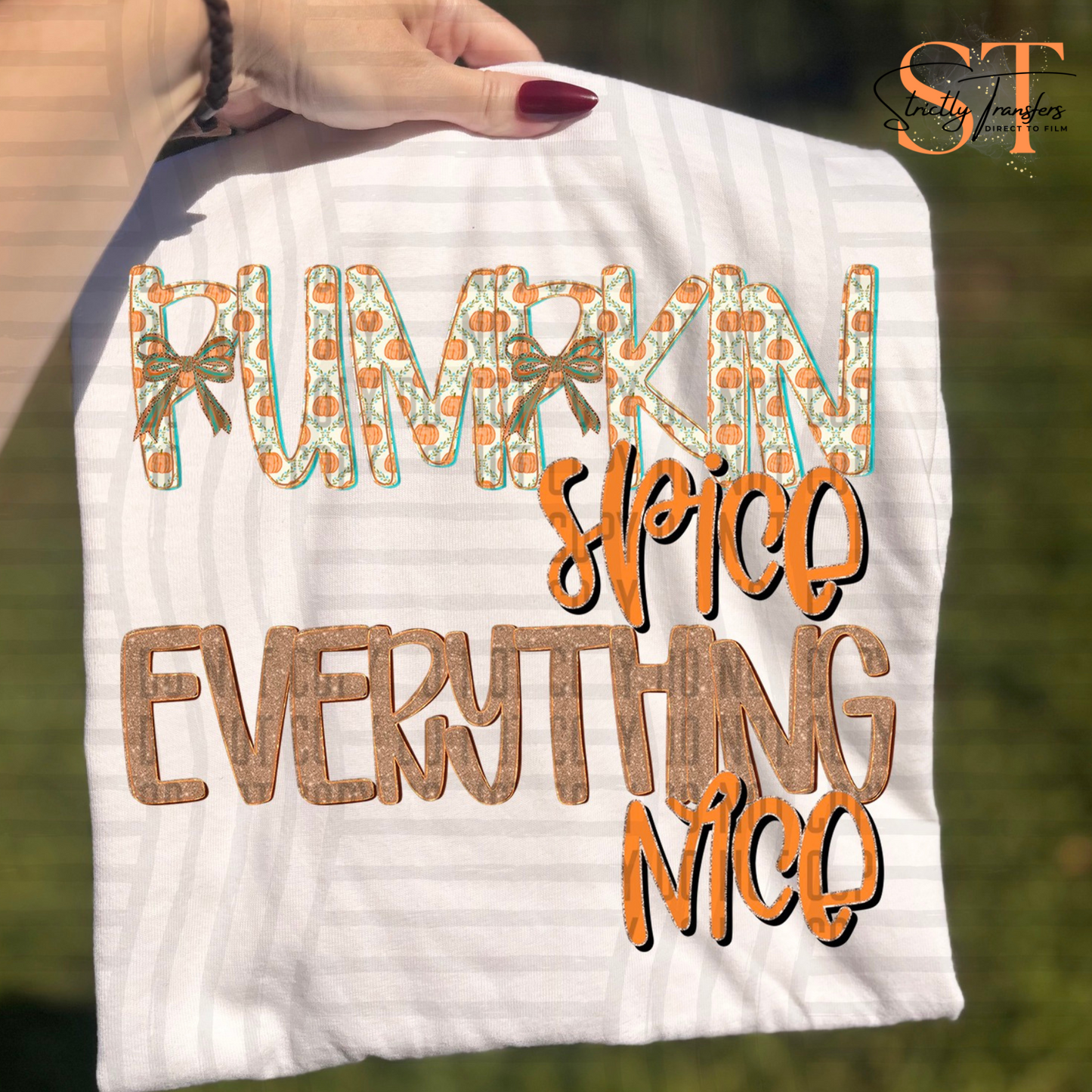 Pumpkin Spice Everything Nice Direct to Film Transfers