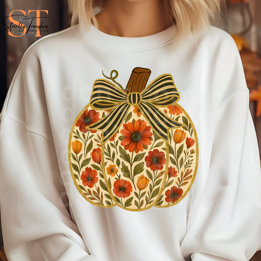 Flowered Pumpkin Direct to Film Transfers