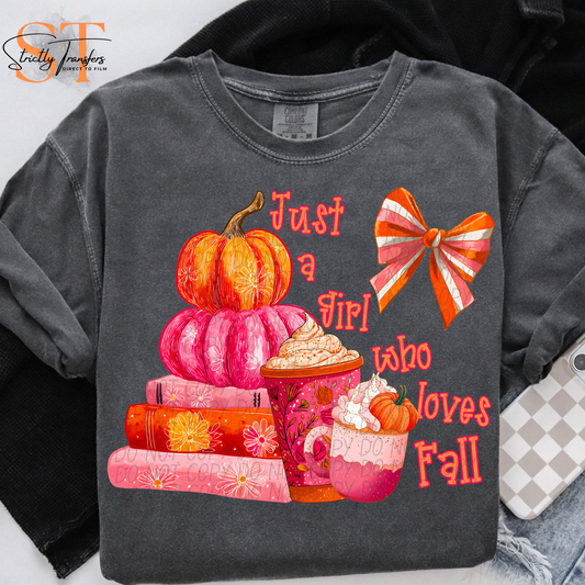 Just a Girl that Loves Fall with Bow Direct to Film Transfers