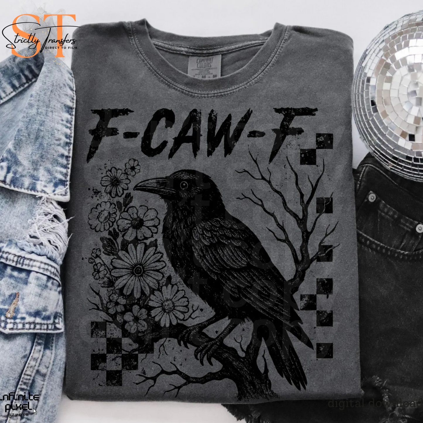 F-Caw-F Crow Direct to Film Transfers
