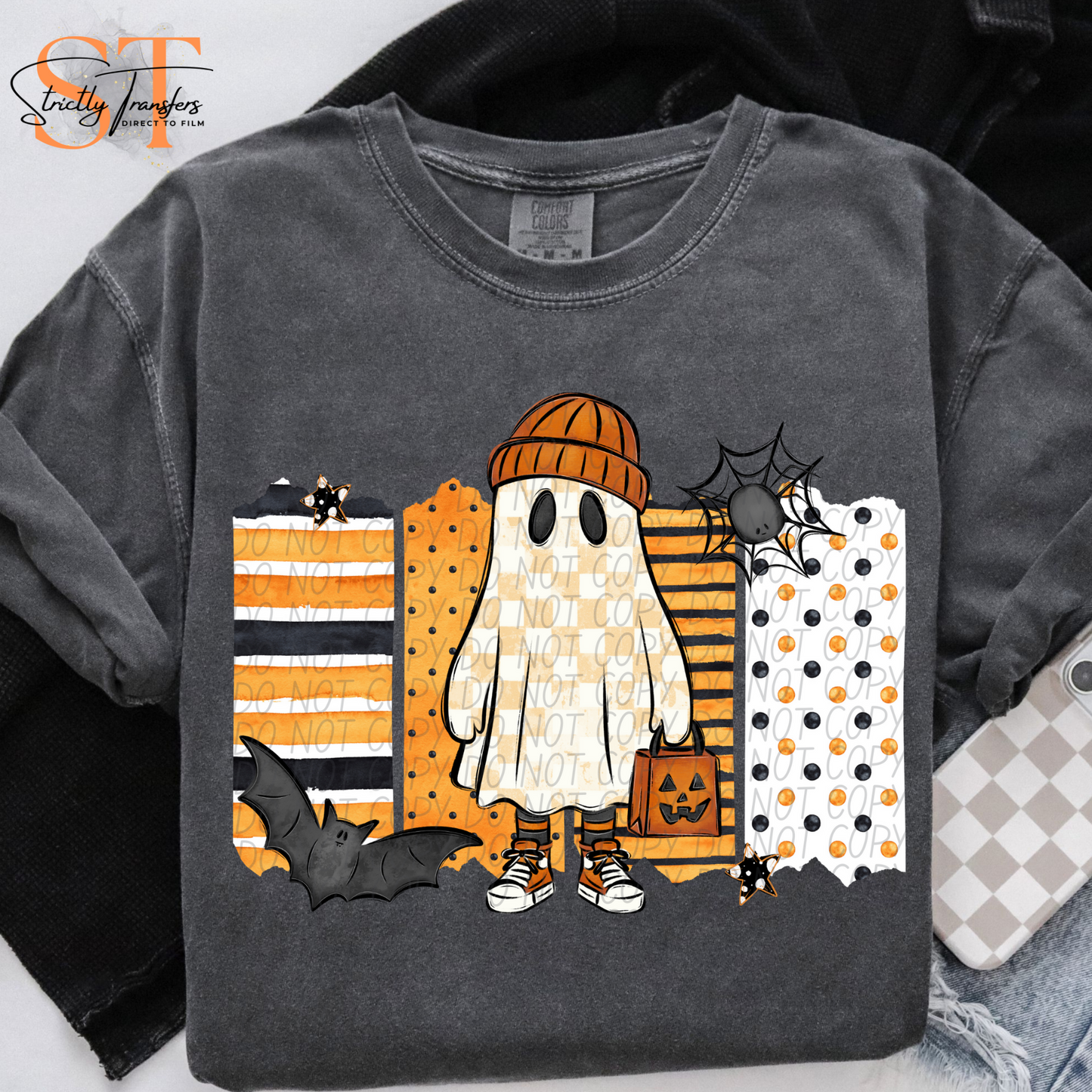Orange Ghost Swatches Direct to Film Transfers