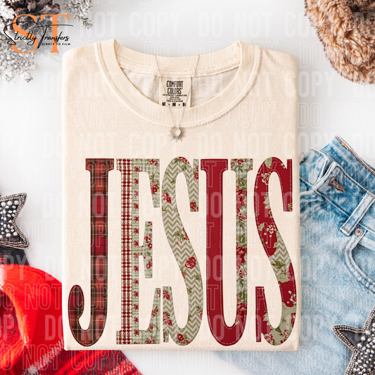 Jesus Quilted Letters Direct to Film Transfers