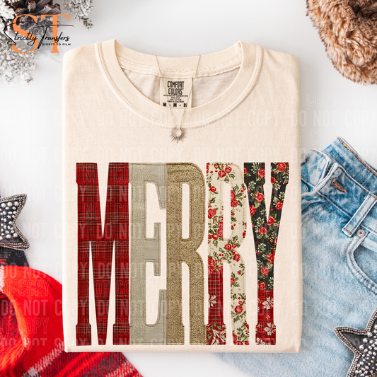 Merry Quilted Letters Direct to Film Transfers