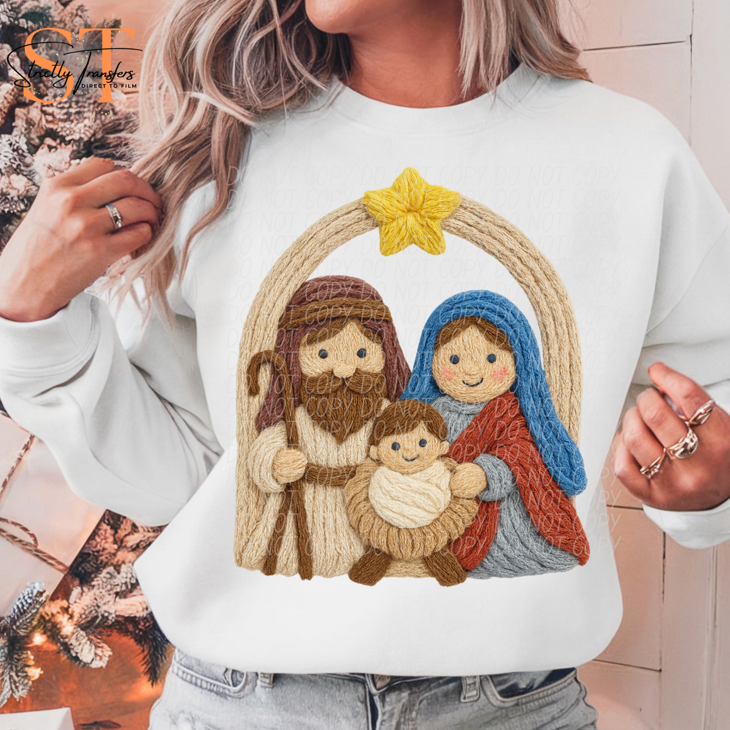 Faux Yarn Nativity Direct to Film Transfers