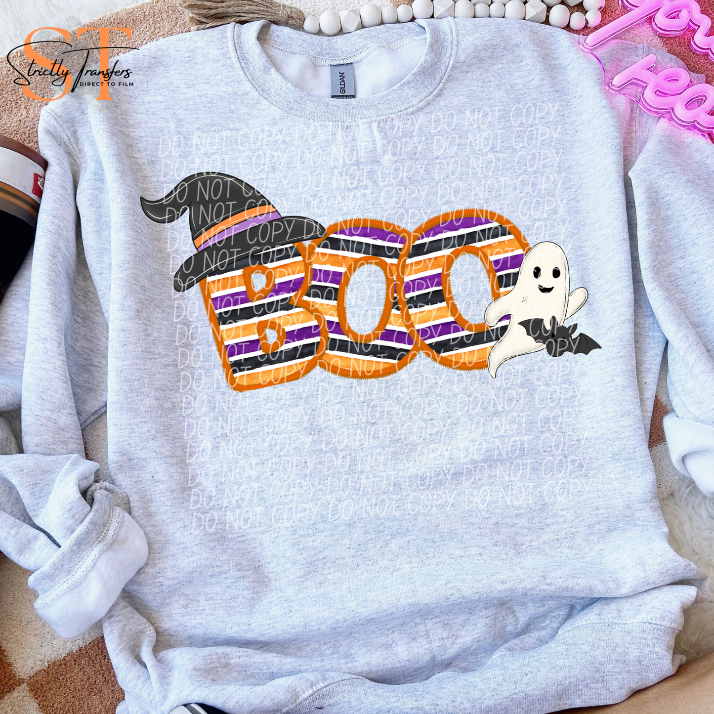 Boo Halloween Stripes Direct to Film Transfers