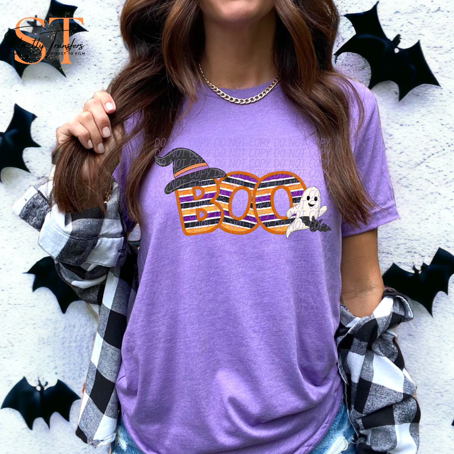 Boo Halloween Stripes Direct to Film Transfers