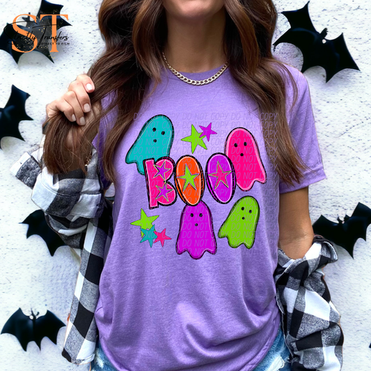 Neon Boo Ghosts Direct to Film Transfers