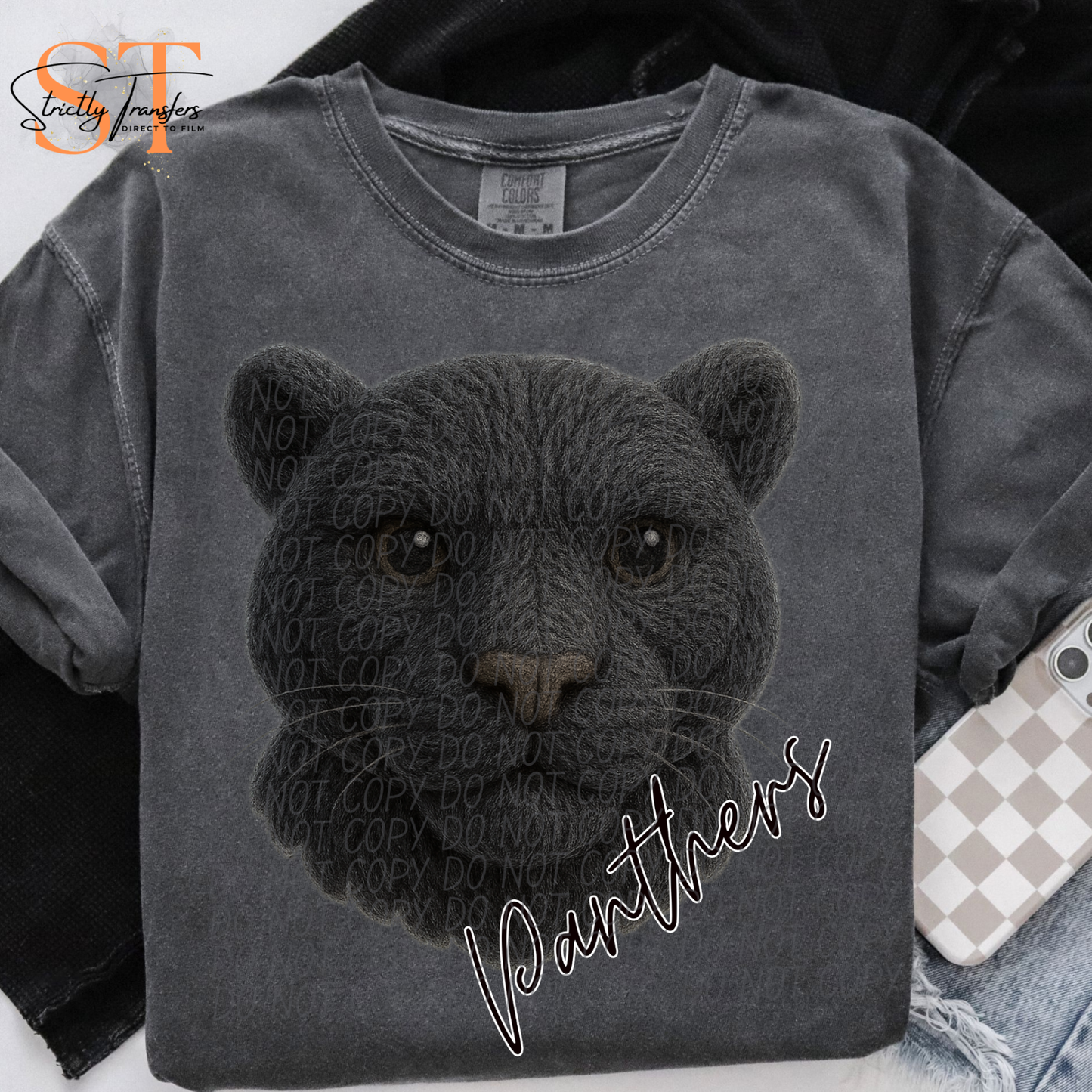 Panthers Faux Yarn Direct to Film Transfers