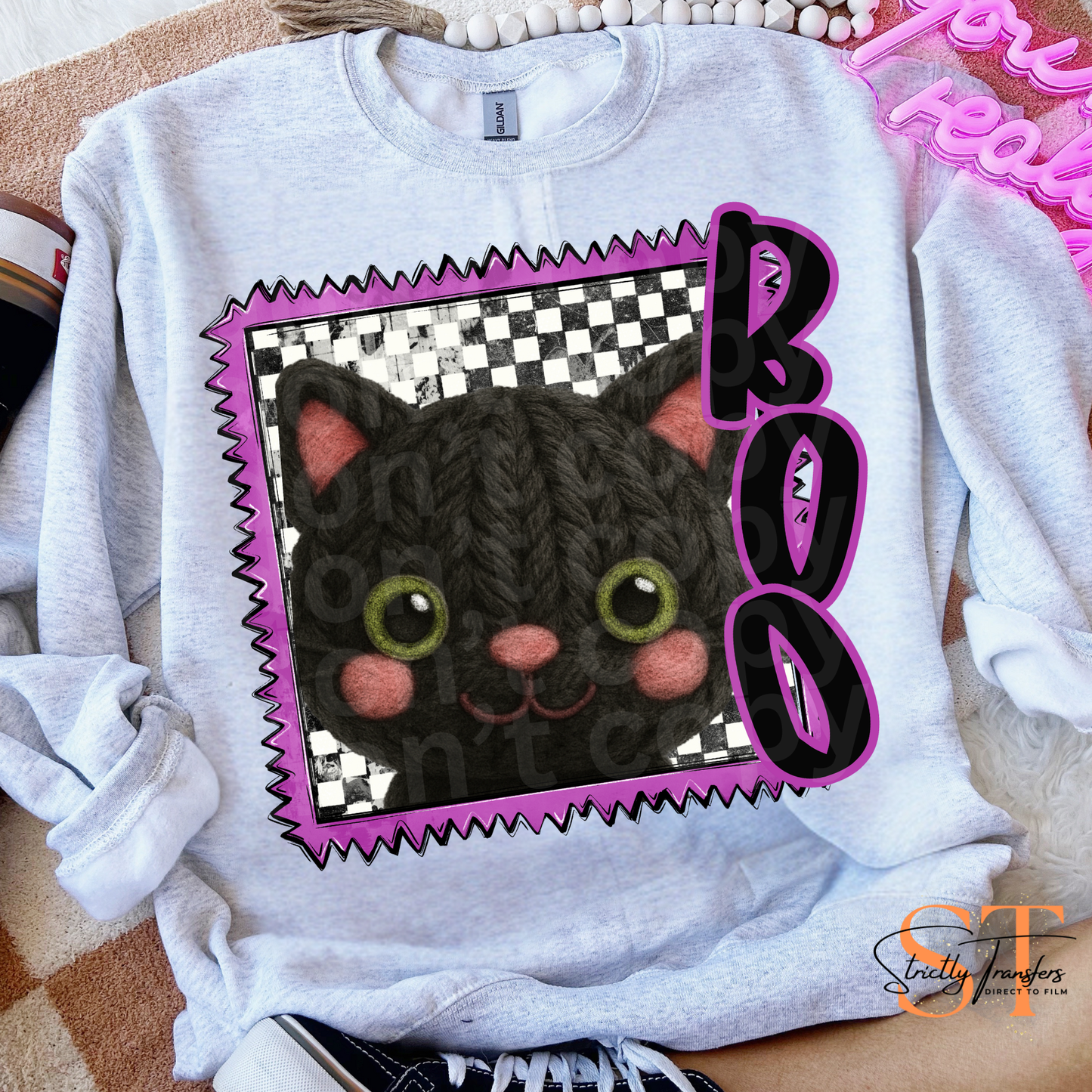 Boo Cat Faux Yarn Direct to Film Transfers