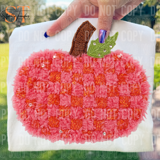 Pink & Orange Pumpkin Faux Yarn Direct to Film Transfers