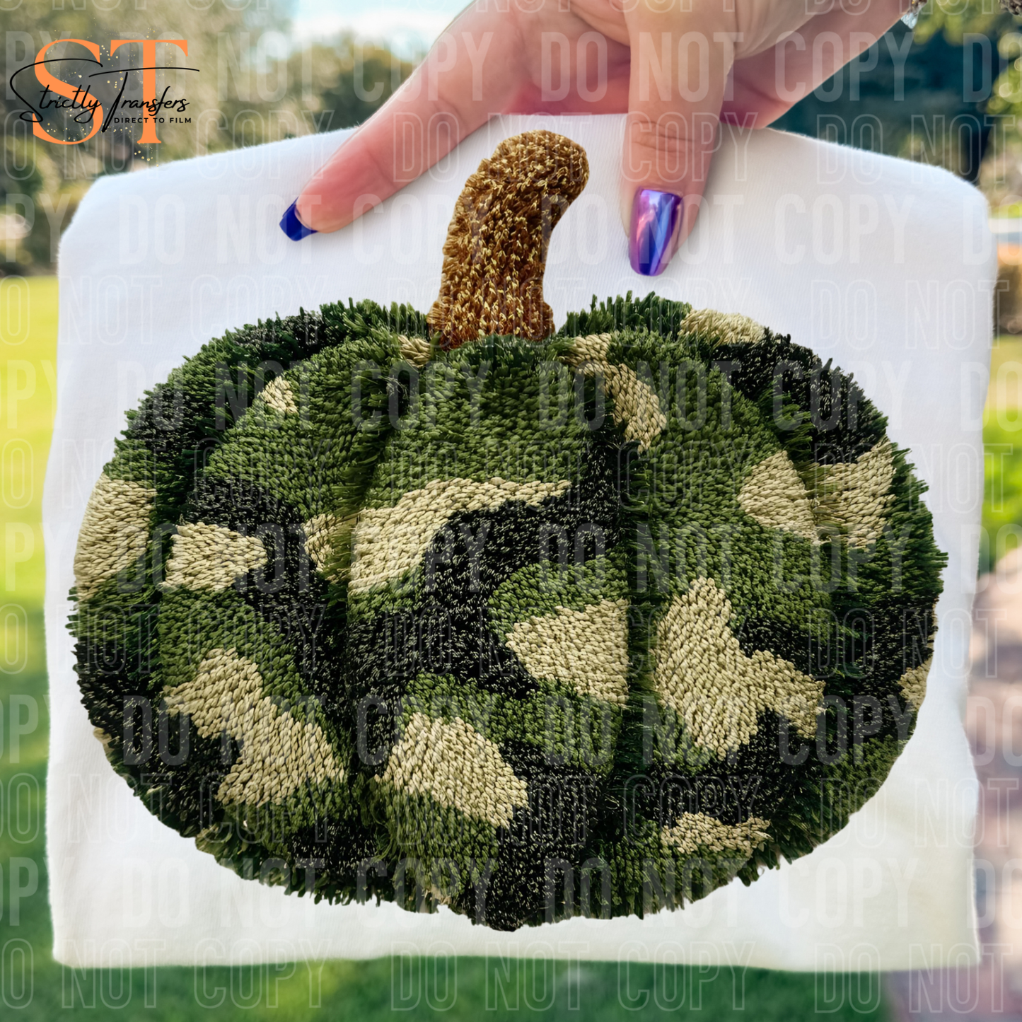 Camo Faux Yarn Pumpkin Direct to Film Transfers