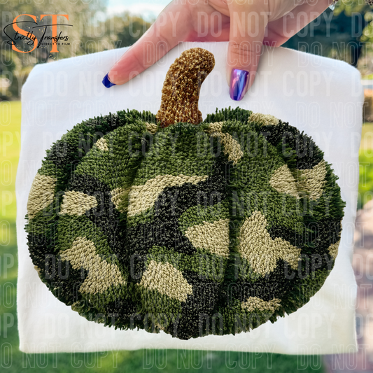 Camo Faux Yarn Pumpkin Direct to Film Transfers