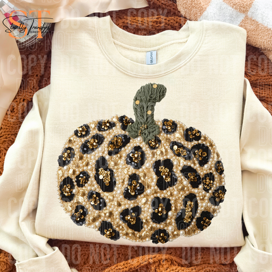 Leopard Faux Pearls Pumpkin Direct to Film Transfers