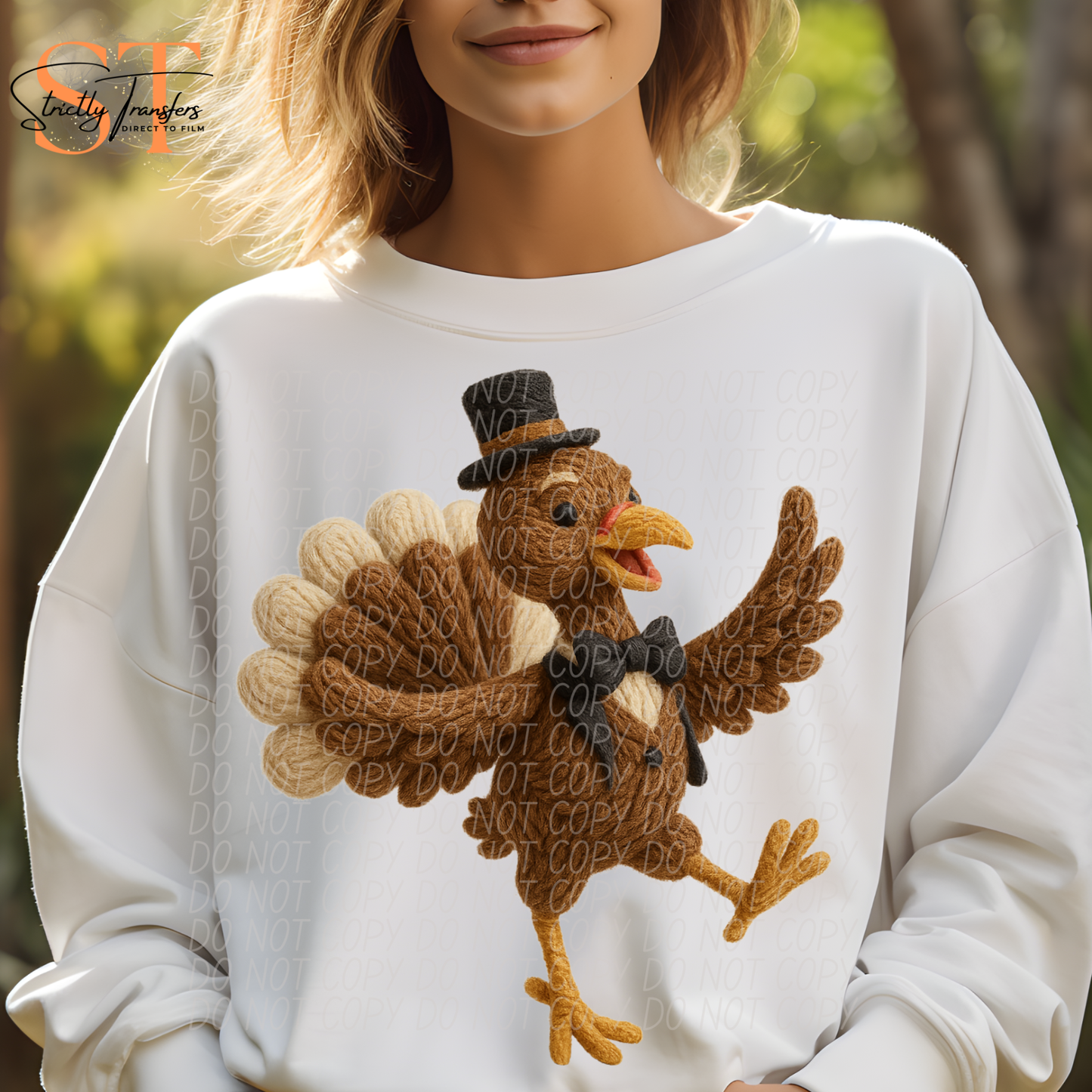 Dancing Turkey Top Hat Direct to Film Transfers