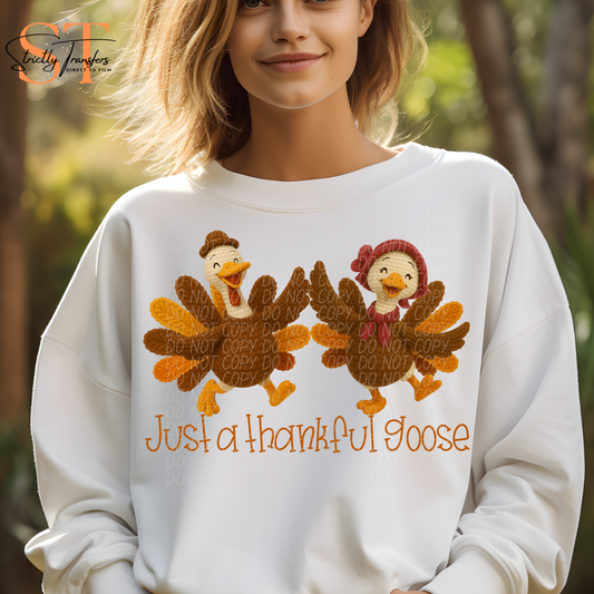 Just a Thankful Goose Pair Direct to Film Transfers