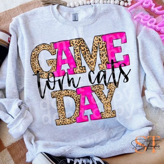 Leopard Pink Game Day Tom Cats Direct to Film Transfers