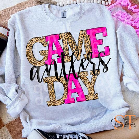 Leopard Pink Game Day Antlers Direct to Film Transfers