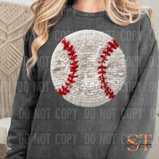 Baseball Faux Yarn & Sequin Direct to Film Transfers