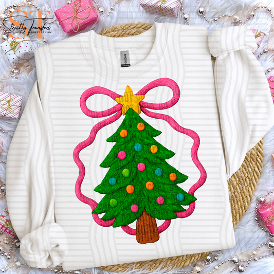 Christmas Tree Bow Faux Yarn Direct to Film Transfers